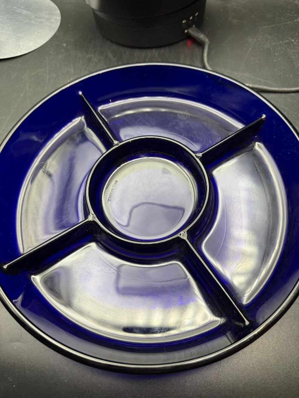 Cobalt Round Divided Party Tray